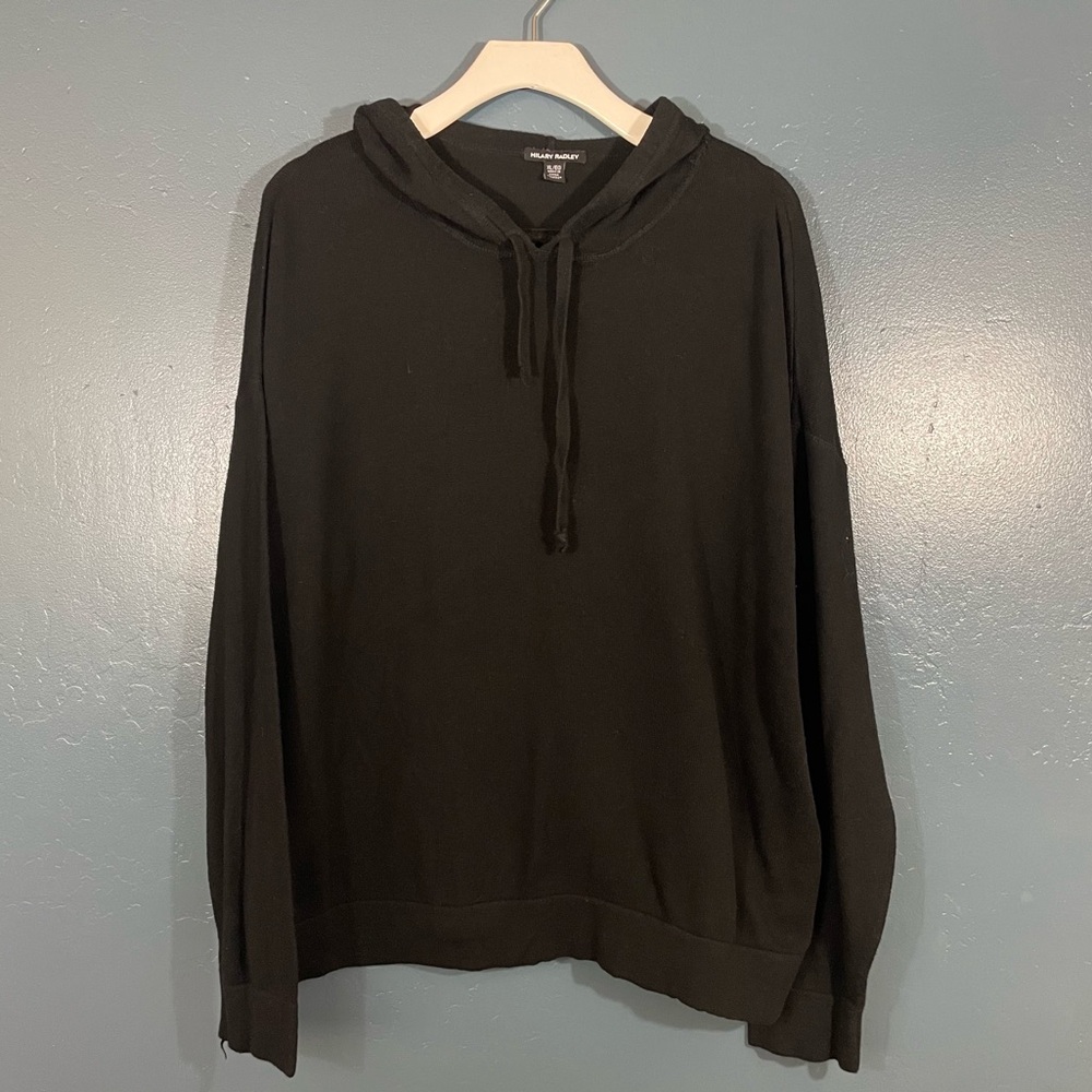 Hilary Radley Women’s Solid Black Hooded Lightweight Sweater Size XL